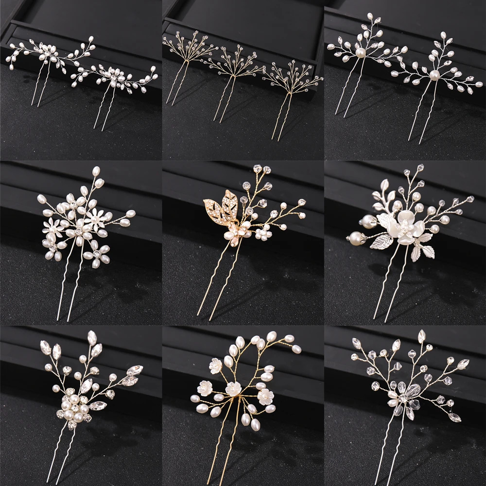 Fashion Crystal Pearl Rhinestone Hairpins Stick Hair Clip For Women Bridal Hair Accessories Party Wedding Hair Clips Jewelry 250610