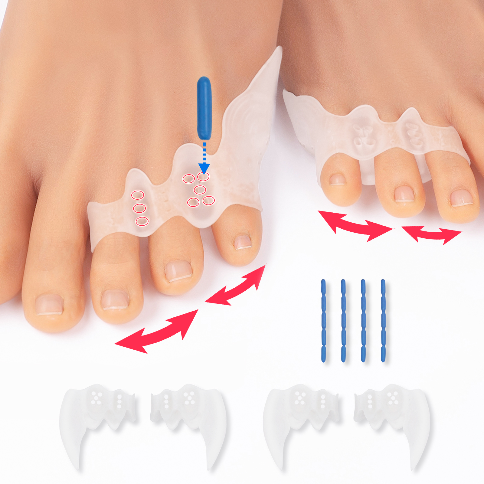 Gel Toe Separators for Overlapping Toes, Bunions, Big Toe Alignment, Corrector and Spacer