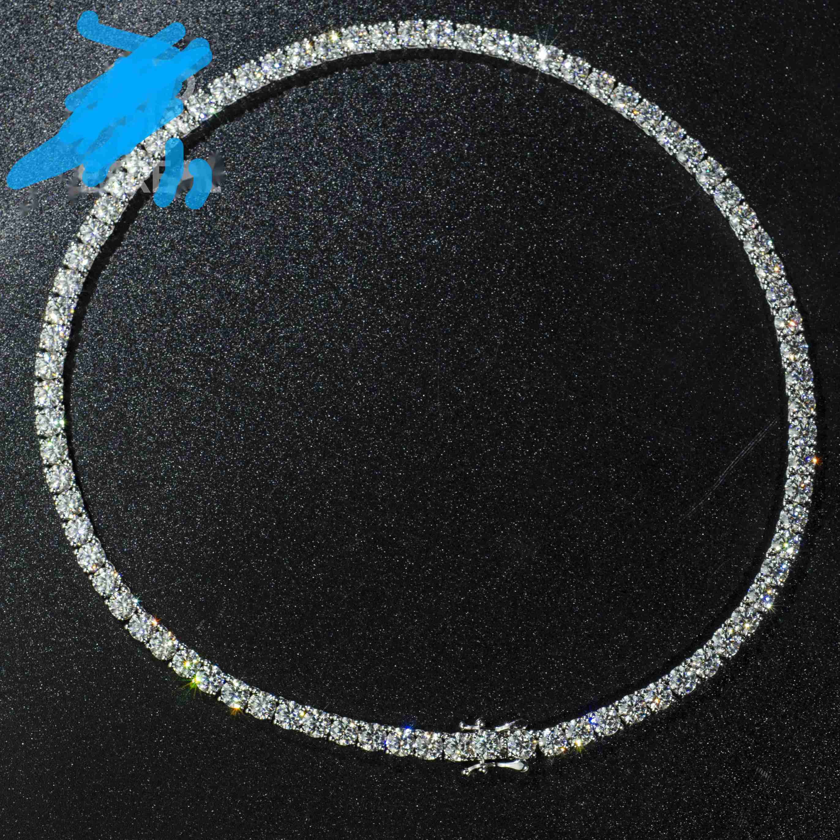 Hip Hop Style Moissanite Tennis Chain Bracelet Necklace in VVS Quality with 3MM Round Brilliant Cut Diamonds OACOCA