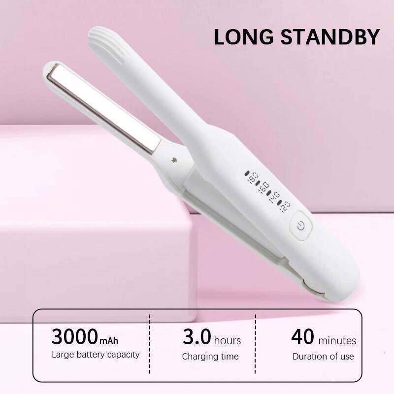 Rechargeable Clip With Narrow Curling Irons Anti-Scald Flat Iron Heating Curler For Hair Styling Tool