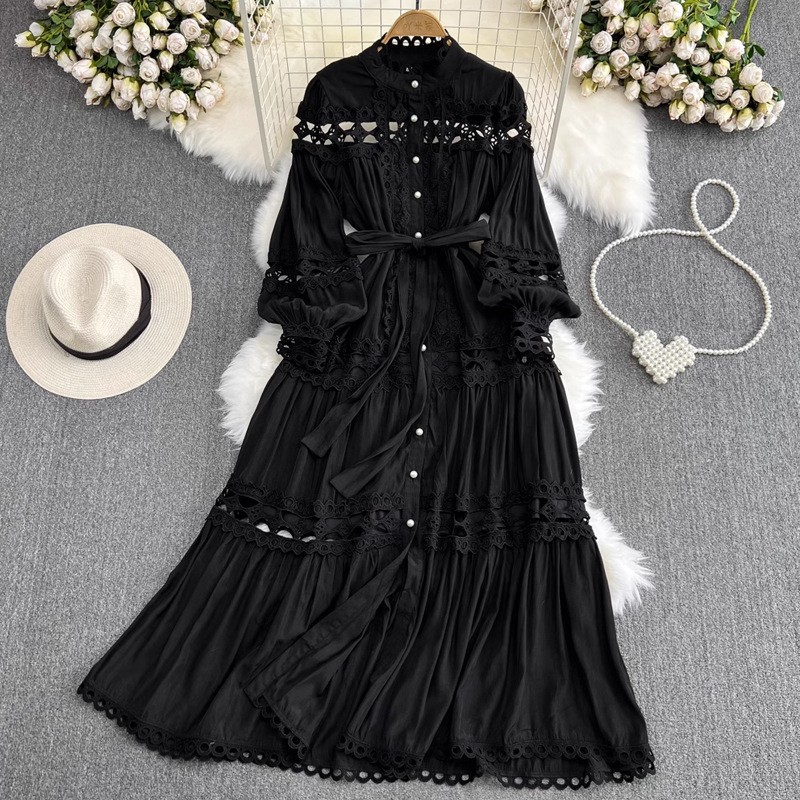 Casual Dresses Plus Size 2XL Women's Clothing Summer Dress 2025 Elegant Lace Patchwork Hollow Out White Wedding Guest Beach Sundress