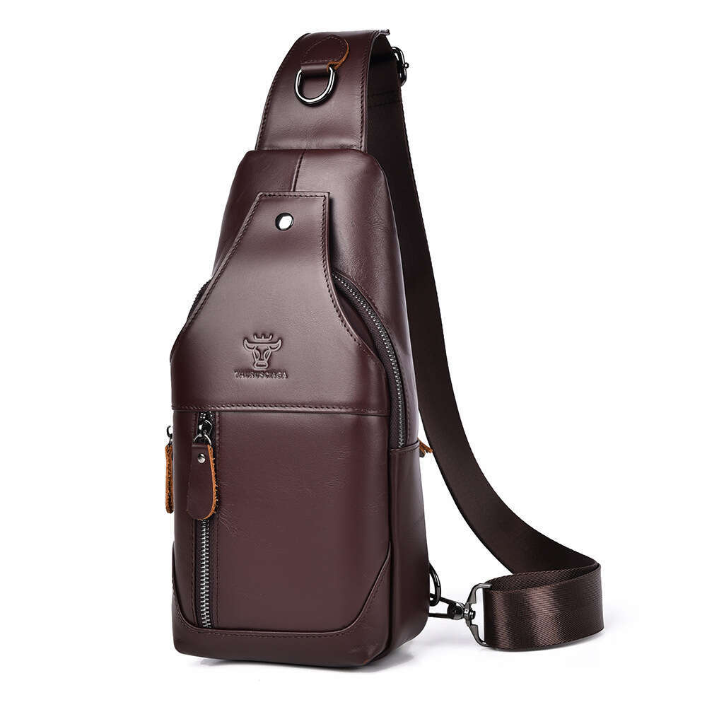 TAURUSCIAGA Zhen Niu Shijia Men's Genuine Leather Single Shoulder Crossbody Chest First Layer Cowhide Front Sling Bag Portable