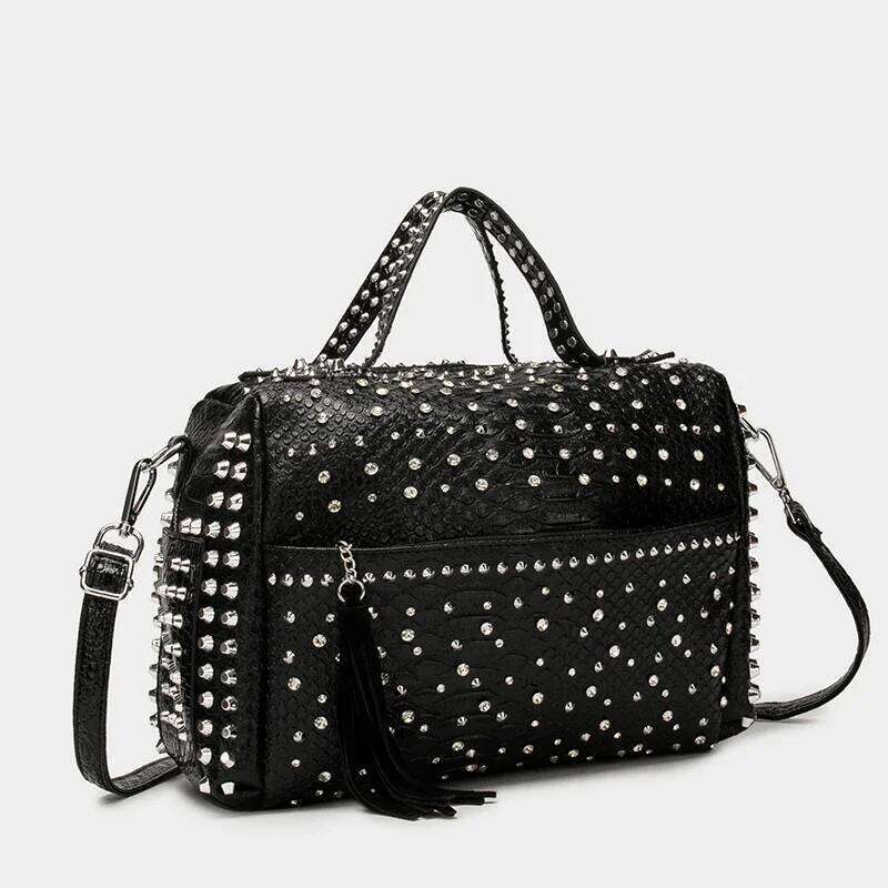Women's Designer Purses And Handbags Shoulder Bags Vintage Rivet Tote For Women Large Capacity Travel Bag Purse