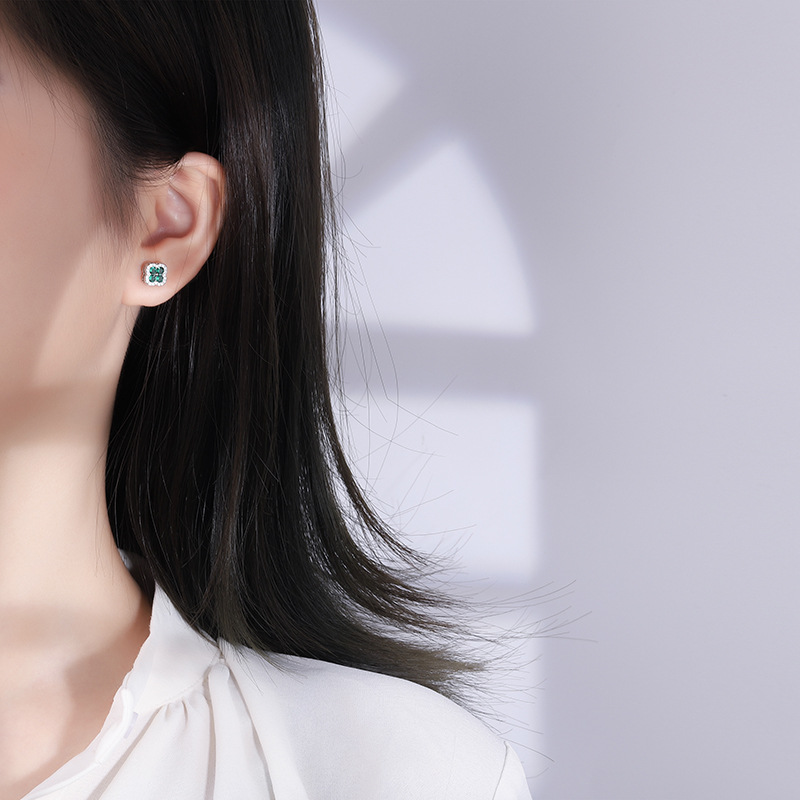 S925 Sterling Silver Floral Stud Earrings with Colorful Cubic Zirconia for Women - Vintage Inspired, High-Quality, Elegant Gift Jewelry