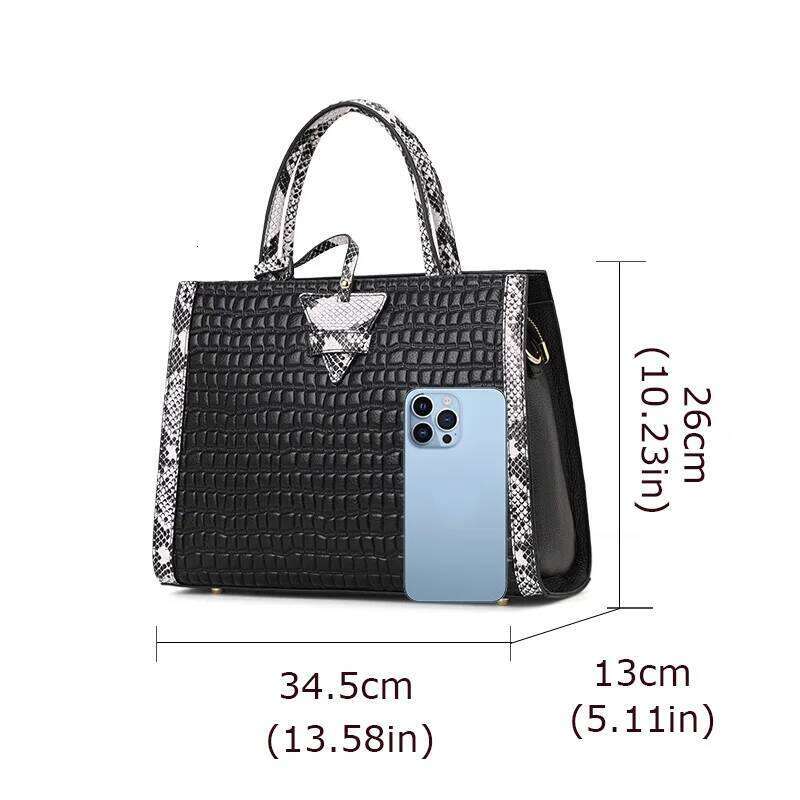 Aidrani Women's Genuine Leather Handbag, Large Capacity Fashionable Shoulder Bag, Stone Patterned Cowhide Bag