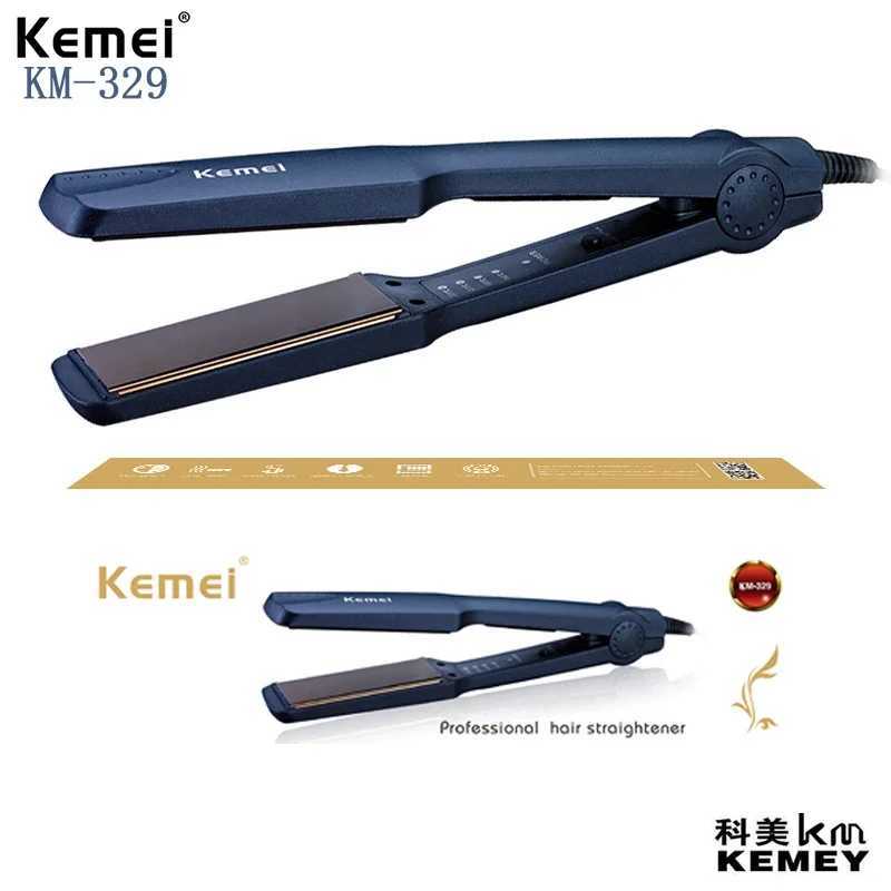 Kemei KM-329 Professional Hair Straightener Electric Hair Curler Flat Iron Negative Ion Curling Dryer and Straightening Brush W250610