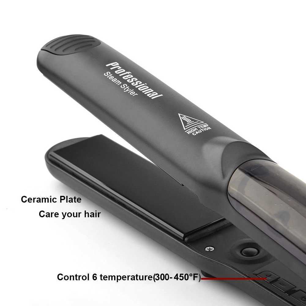 Professional Steam Hair Straightener 450 F Fast Heating Tourmaline Ceramic Flat Iron Argan Oil Treatment Hair Care Tools W250610