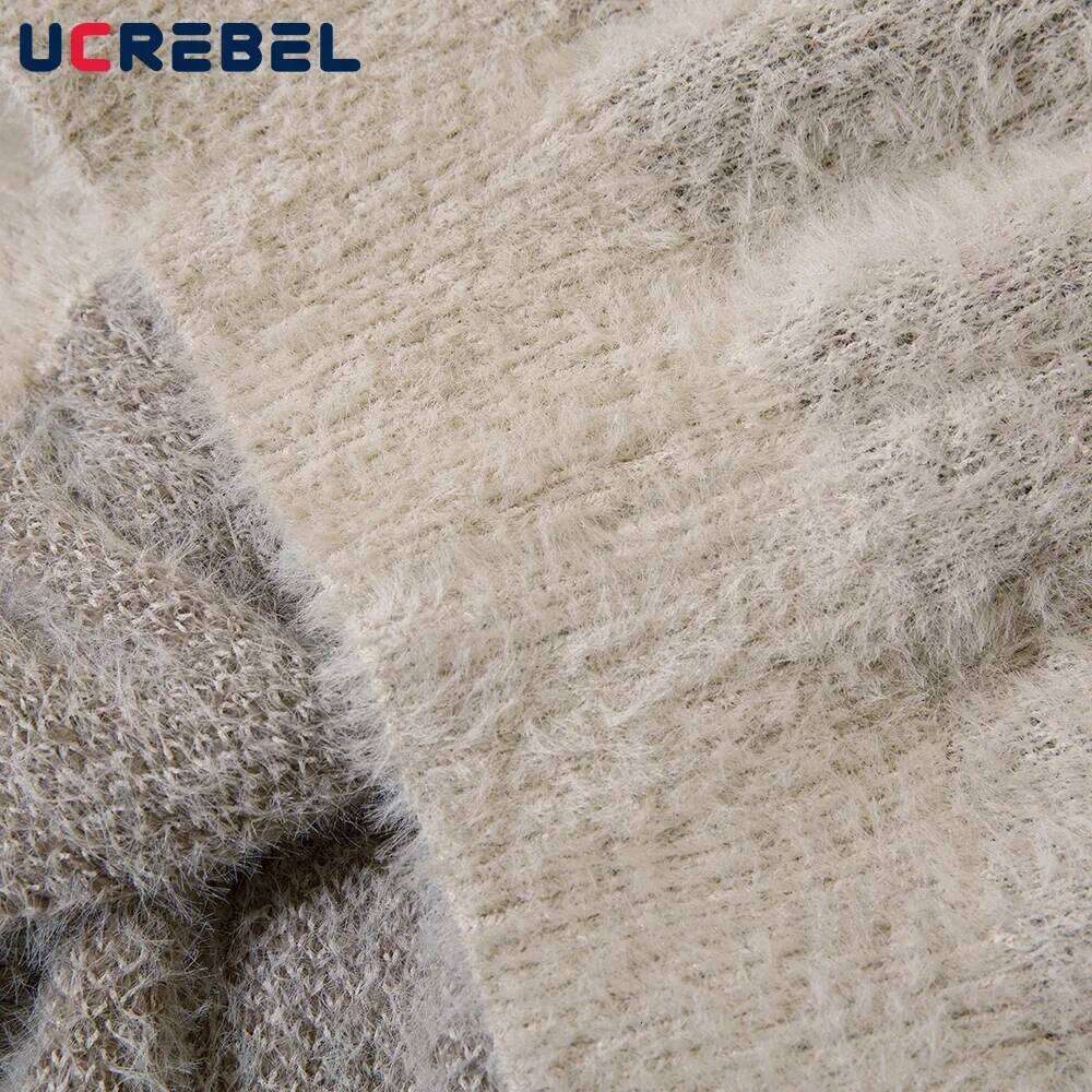 Jacquard Knitted Mens Autumn Winter Loose Casual Long Sleeve Sweater High Street Round Neck Pullover Men