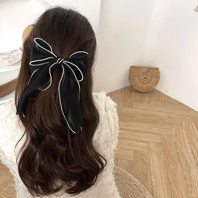 Bow Hair Clip Women Cute Bowknot Riband Hairpin Barrettes Girls Solid Color Ponytail Clip Hair Accessories Headwear Gift 250610