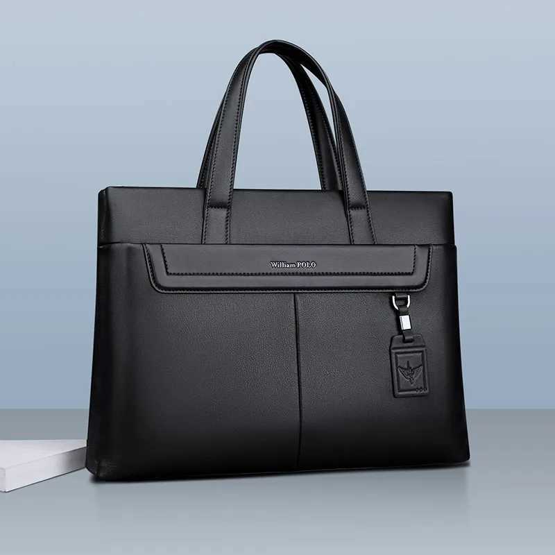 Mens leather briefcase fashionable laptop bag large capacity personalized backpack business shoulder bag W250610