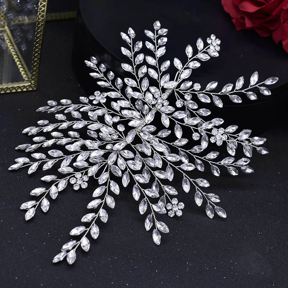 A422 Silver Bridal Hair Piece Shinny Wedding Headbands Tiaras Handmade Wedding Hair Accessories Head Jewelry Bride Headwear 250610