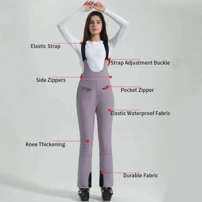 2025 New Skiing Pants Winter Female Slim Snow Trousers Outdoor Mountain Snowboard Jumpsuits Women Sport Windproof Ski Overalls