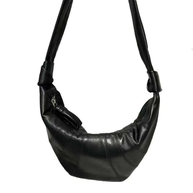 Lambskin Croissant Niche Textured Crossbody Chest Waist Brand Genuine Leather Women's Bag