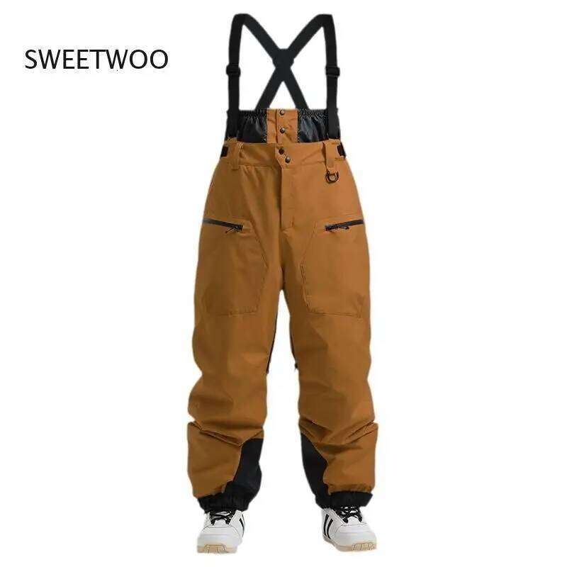 Women's Windproof Waterproof Winter New Ski Pants Strap Thickened Quilted Warm Single And Double For Men