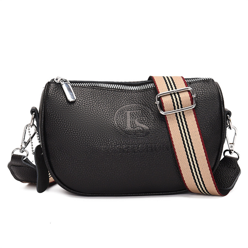 Free Shipping Top Layer Cowhide Saddle Bag Designer Women's Handbag New Fashion Trend Versatile Genuine Luxury Leather Shoulder Bag With Wide Str