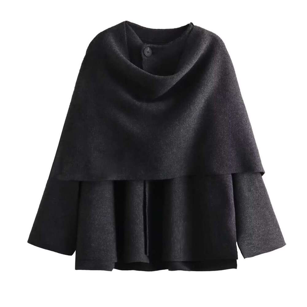 Autumn New Style Asymmetric Scarf Short Loose Knit Cardigan Coat B5