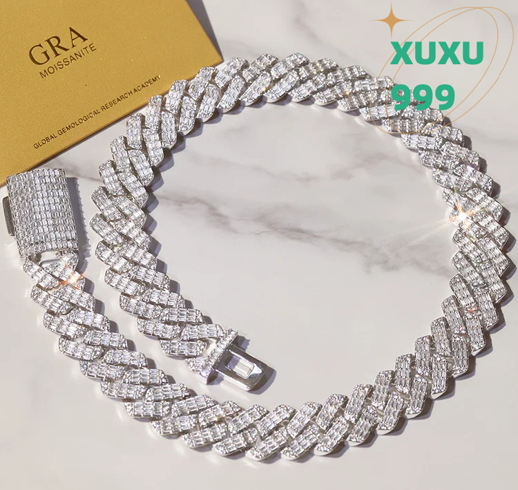 OACOCA 2025 Most Popular 18k White Gold Vvs Moissanite Diamond Cuban Link Chain Diamond Chain High Quality Fine Jewelry Chain for Men