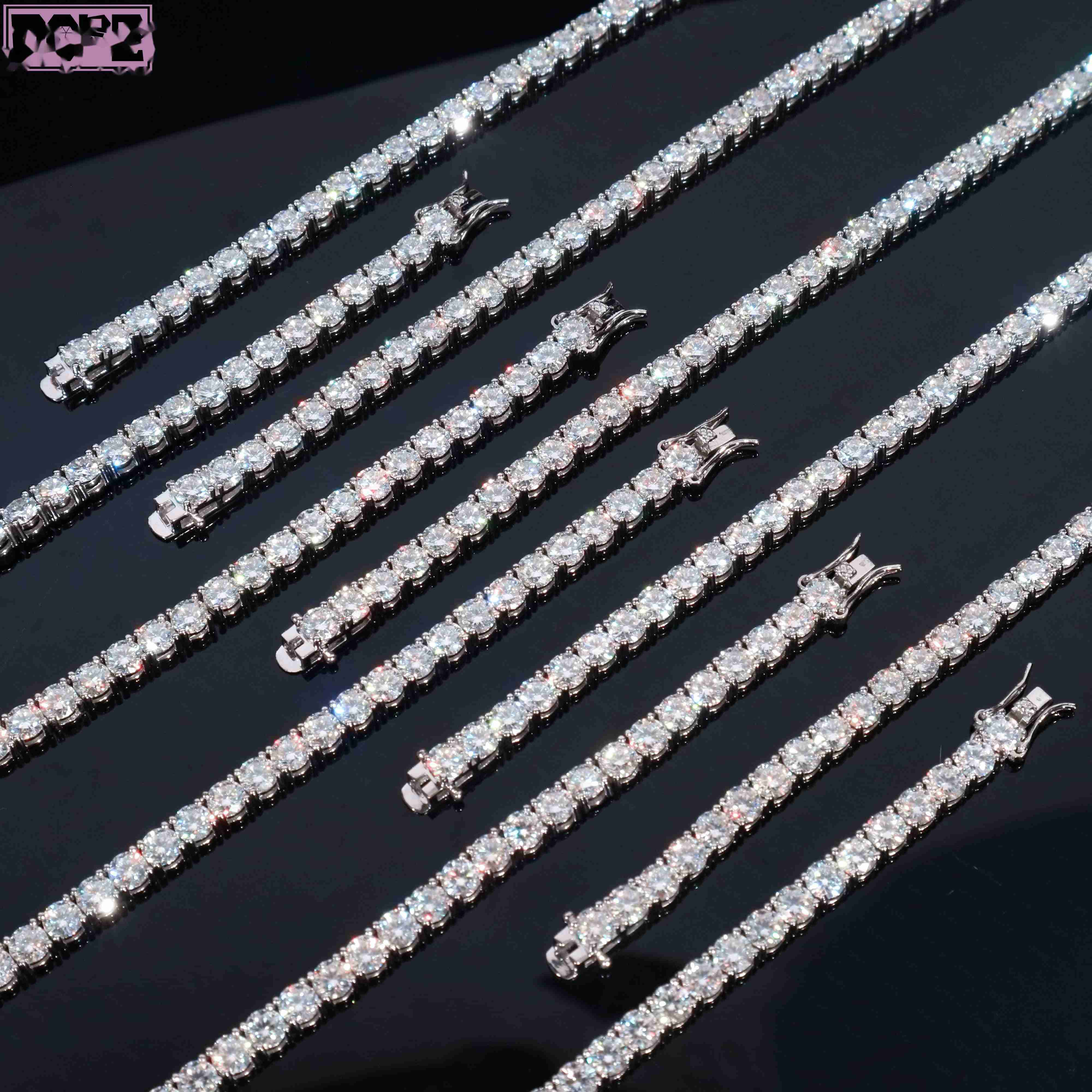 OACOCA GRA Certified 3mm 4mm 5mm 6mm Moissanite Chain 925 Silver Tennis Necklace VVS Moissanite Tennis Chain