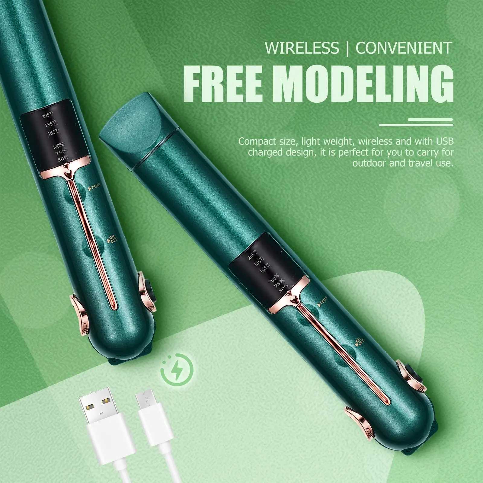 Portable Wireless ABS Adjustable Temperature Styling Hair Straightener Tools Travel Portable Curling Wand Straightener W250610