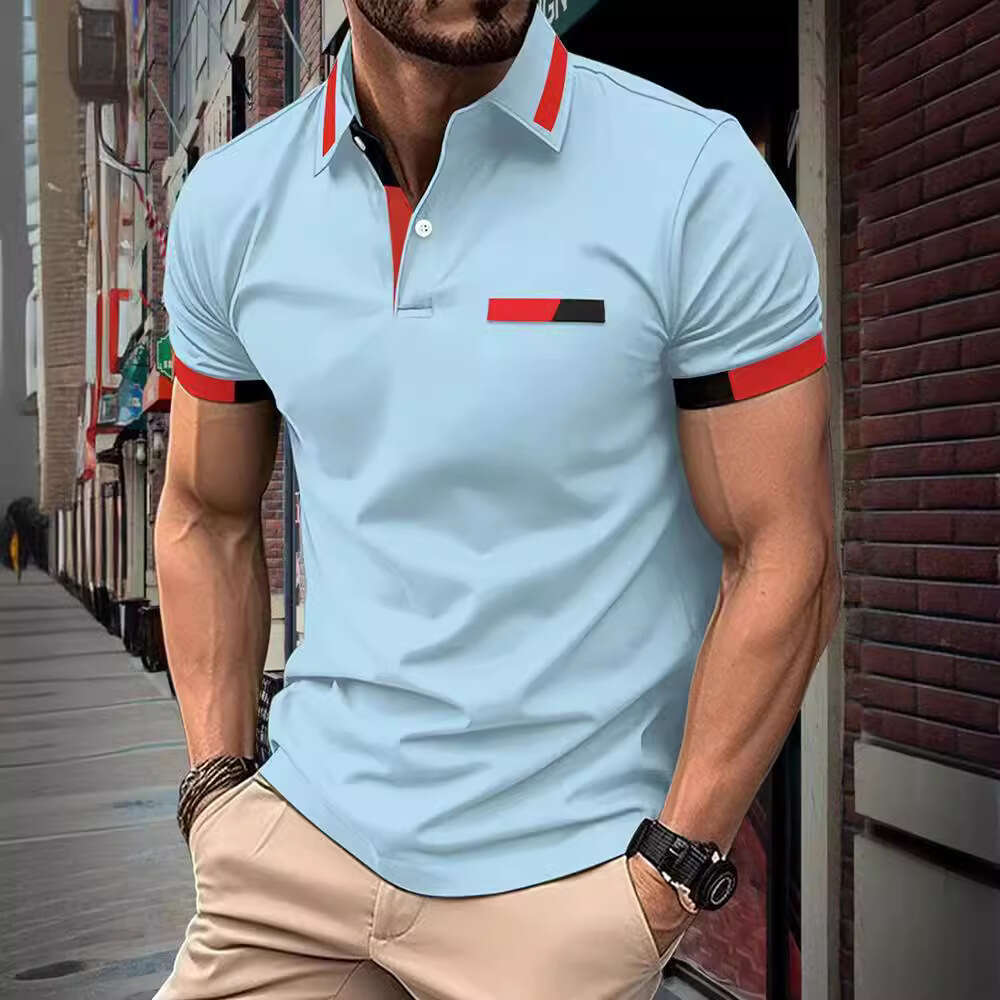 New Men's Casual Short Sleeve Polo Shirt With Multiple Colors And Turn-Down Collar B5