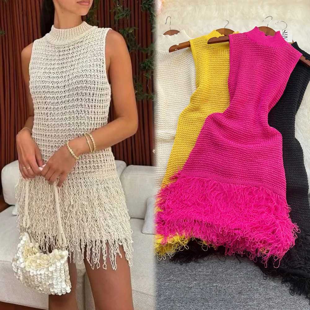 YuooMuoo Women Dress 2025 New Europe Fashion Sexy See Through Crochet Knitted Party Dress Vacation Style Lady Beach Dresses XJ250610
