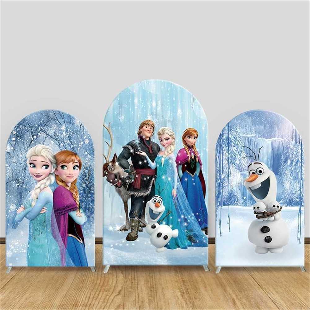 Frozen Princess Wall Backdrop Cover Elsa Anna Background Baby Girl Shower Childs Birthday Customized Elastic Party Decor 10A Quality Online