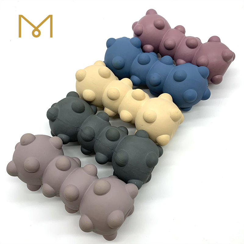 Dog Rubber Chew Bone Toys Squeaky Wholesale Interactive Training Teeth Cleaning Chew Proof Dog Pet Toys 4pcs/Pack