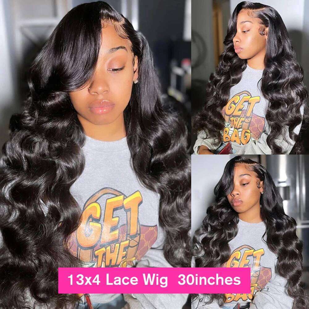 Front Wig Pre Plucked 180% Brazilian Body Wave 13x4 HD Full Lace Frontal Wigs 100% Human Hair For Women