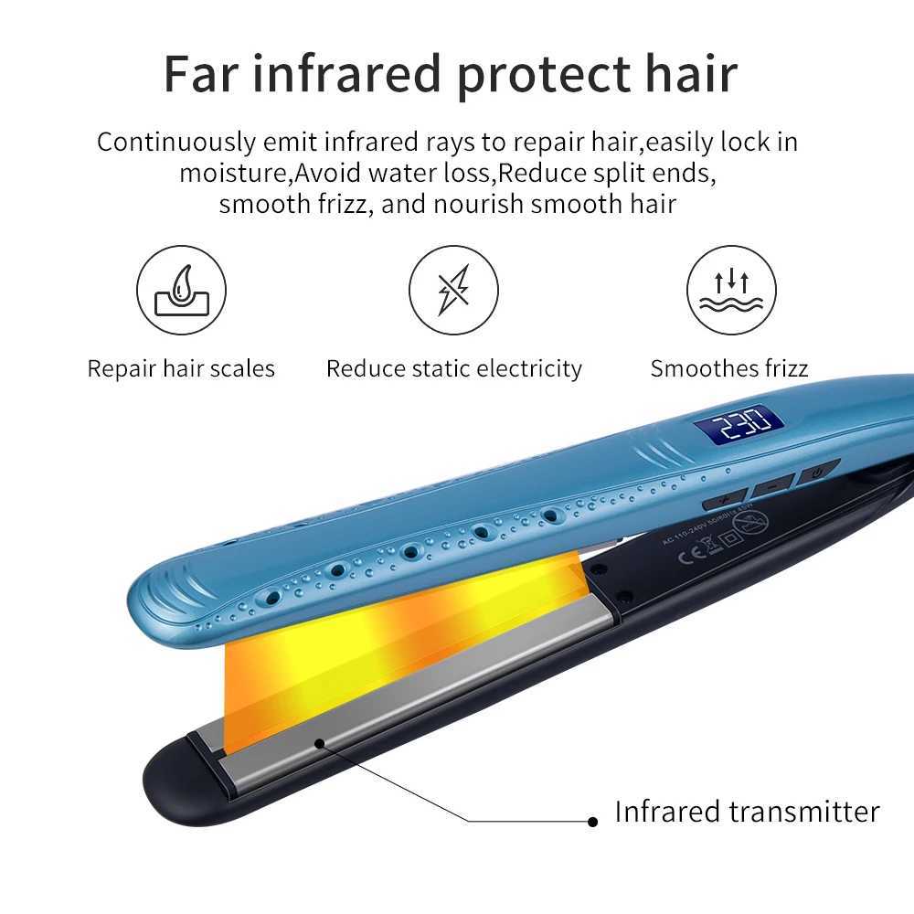 Professional Ceramic MCH Heater Far Infrared Hair Straightener Dry Wet Negative Ion Flat Iron Fast Heating Styling Tool W250610