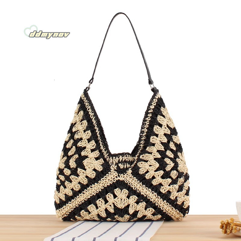 Large Capacity Woven for Women 2025 New Summer Beach Vacation Straw Versatile Commuter Shoulder Tote Bag ddmynov