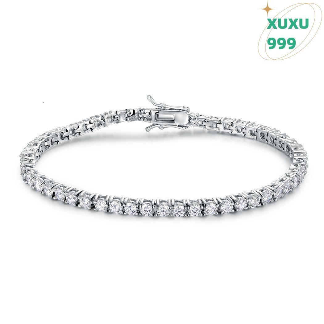 OACOCA Unisex Sterling 925 Silver Hip Hop Tennis Chain Bracelet High-End Iced Moissanite Diamond Custom Design Rapper Style