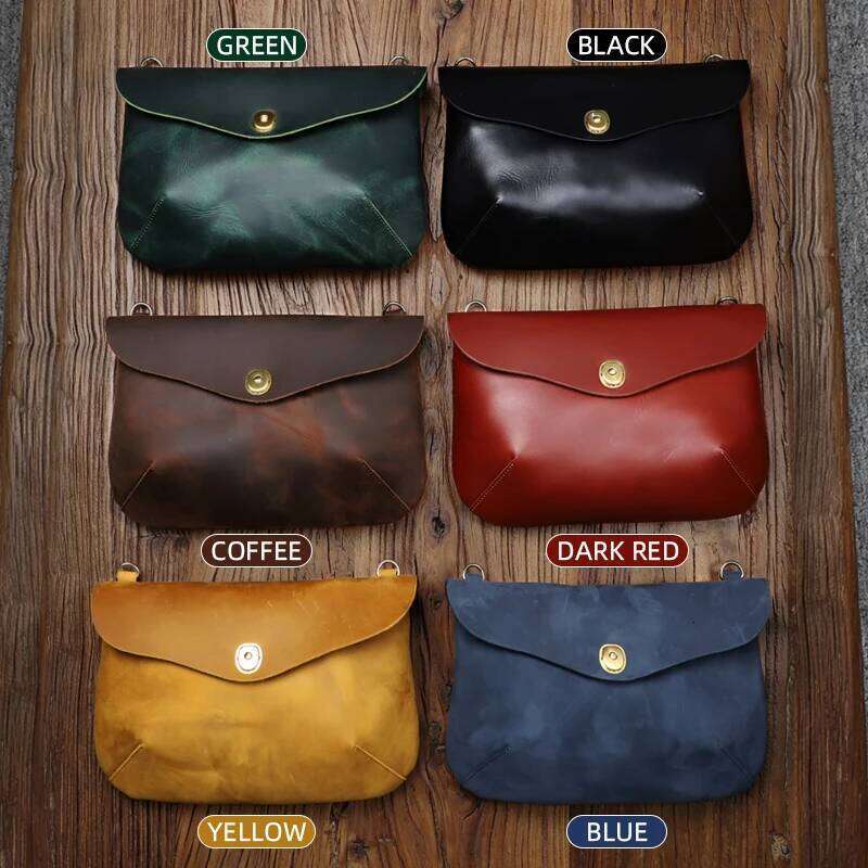 Genuine Men's Vintage Pouch, Cowskin Simple Shoulder Bag, Leather Retro Messenger Bag