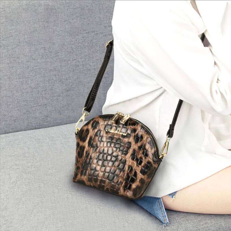 Leather Shell Fashionable And Versatile Single Shoulder Crossbody Bag, leopard Print Women's Bag