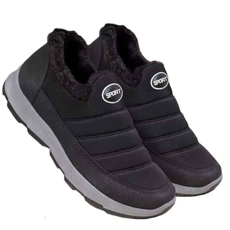 Plus Veet Warm Snow Shoes Flat Casual Sneakers Winter Boots for Men Women Adult Cotton Fabric Cloth Rubber 3 Colors