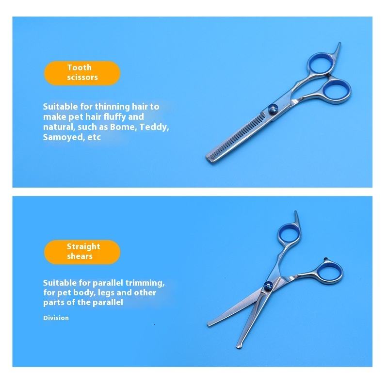 Pet Grooming Tool Kit Set Dog Straight Curved Thinning Scissors Cat Floating Hair Removal Stainless Steel Rake Comb