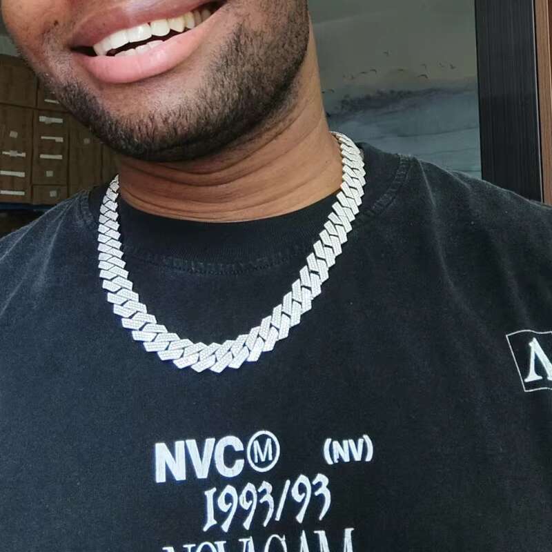 OACOCA 14MM S925 SterlingSilver Iced Out Moissanite Cuban Necklace 18k Gold Plated 16mm Wide Hip Hop Bling Moissanite Chain Men