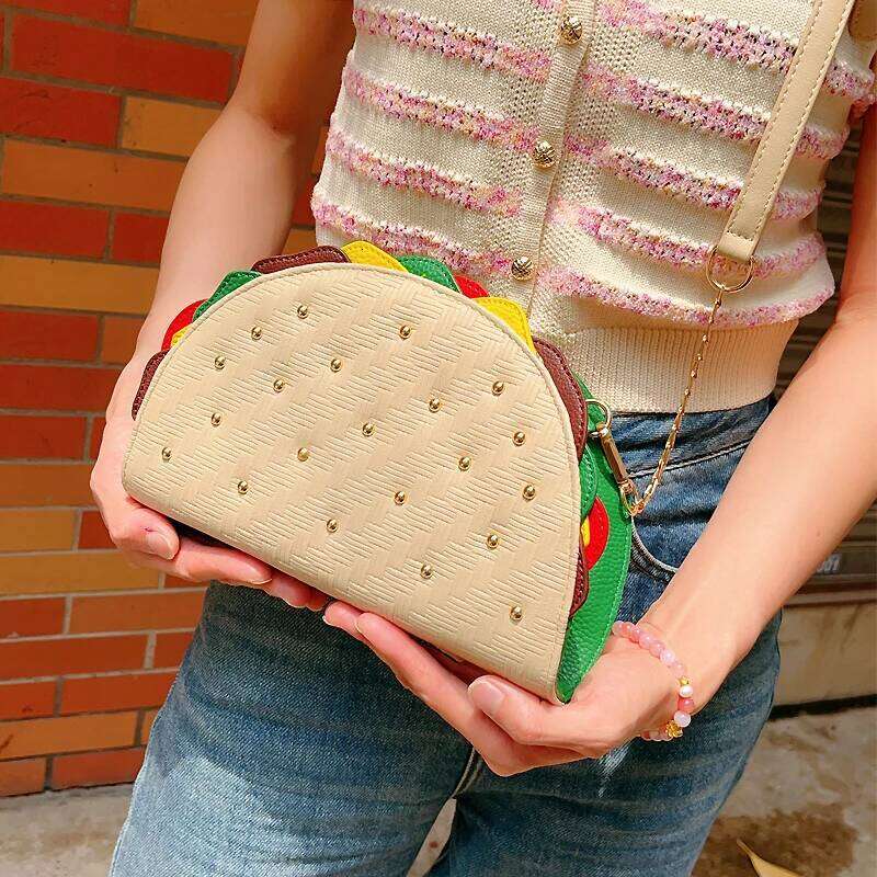 Cute Mexico Taco Shape Women Food Model Handbag And Purse Female Designer Clutch Party Girls Chain Ladies Shoulder Bag
