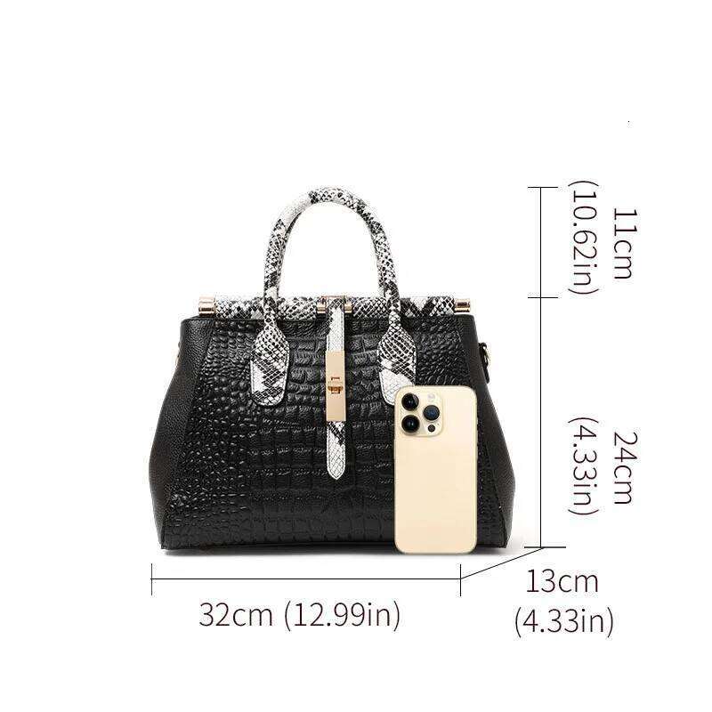Fashion 2025 New Genuine Leather Shoulder Handbag High-Quality Crocodile Pattern Large Capacity Crossbody Bag 2025/06/10 2025/06/10