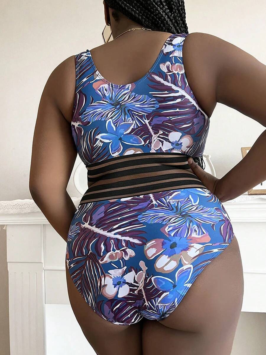 2025 Floral Bikini Large Swimsuit Women Plus Size Swimwear Female High Waist Bathers Bathing Swimming Swim Suit Beachwear