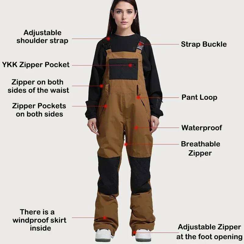 Outdoor Windproof Skiing Pants 2025 Winter Snowboard Jumpsuit Overalls Women Warm Ski Clothing Men Snow Sport Waterproof Trouser