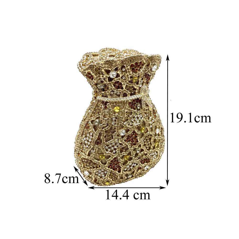 Newest Women Evening Bag Party Pouch Designer Hollow Out Crystal Clutches Gold Rhinestone Purses Money Handbag