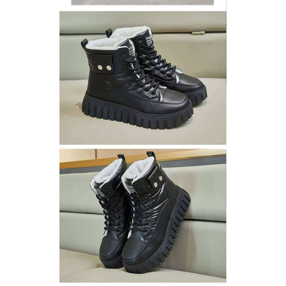Women's Plush Cotton Winter New Boots with Thick Sole Increase and Casual Versatile High Top Shoes
