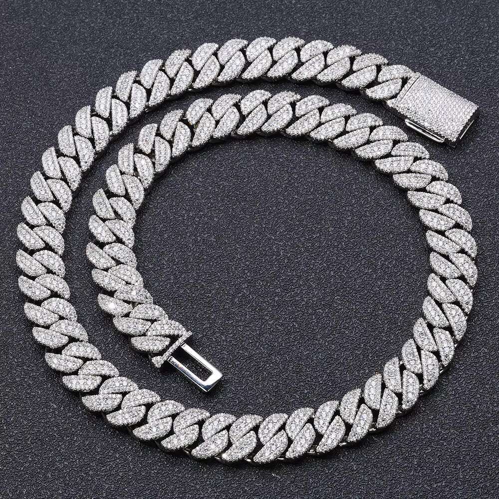 Premium Gold Plated Moissanite Cuban Chain Necklace for Men Streetwear Style 925 Sterling Silver Jewelry Moissanite Chain OACOCA