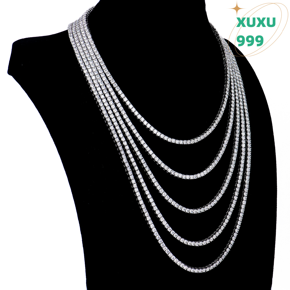 OACOCA 3mm 16-24inch Iced Out Jewelry Necklace S925 Sterling Silver Vvs1 Diamond Mossanite Moissanite Tennis Chain for Men