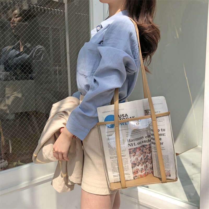 Korean Style PVC Transparent for Women 2020 Summer New Fashion Simple Jelly Bag Large Capacity Ins Shoulder Handbag