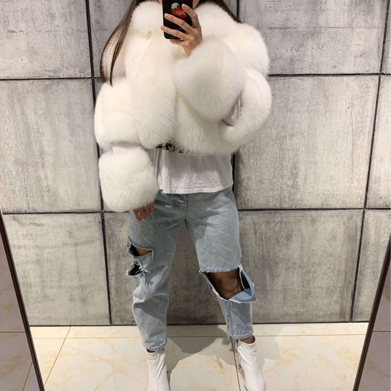 2023 Coat Women's Fashion Faux Fur Jacket With Patchwork Turn-Down Collar