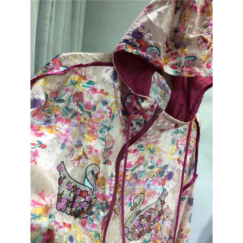 Women Zip Air Conditioning Top High Quality Hot Drill Floral Sunscreen Shirt Spring Summer Thin Hooded Cardigans Coat