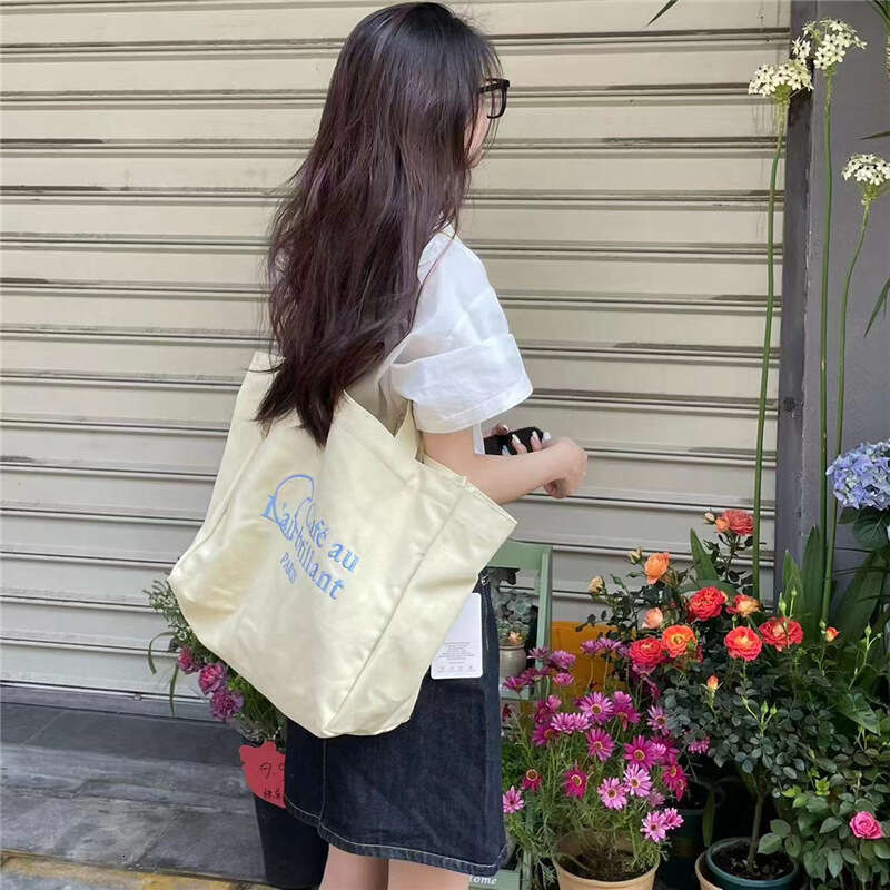 Korean Style INS Lazy Canvas for Women Large Capacity Tote 2023 Spring Summer New Embroidered Fashion Shoulder Bag