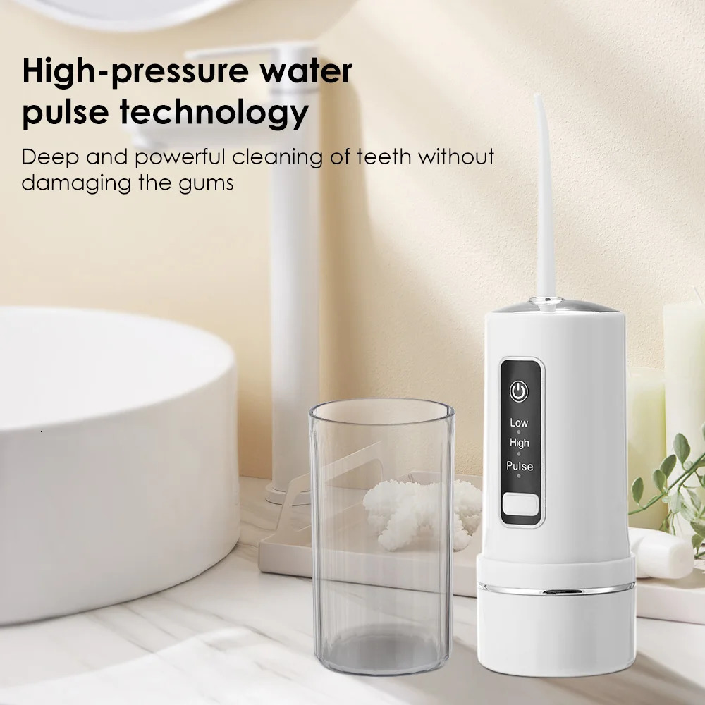 Portable Oral Irrigator Water Flosser Dental Water Jet Tools Pick Cleaning Teeth 230ML 4 Nozzles Mouth Washing Machine Floss 250605