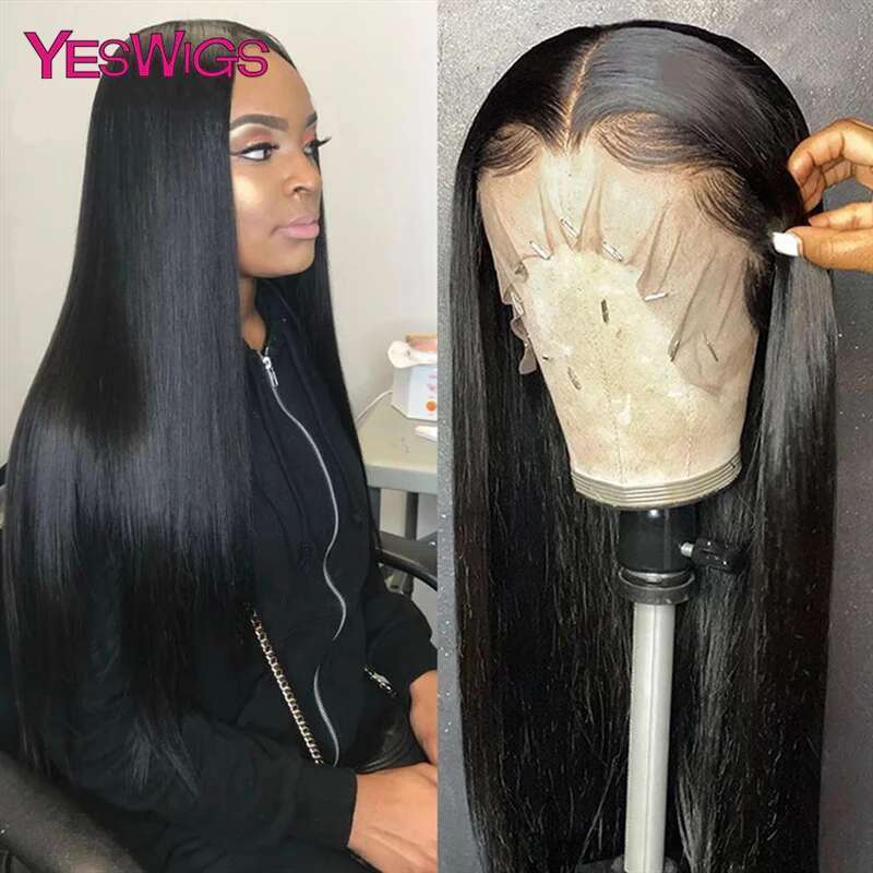 30 34 Inch Bone Straight 13x4 13x6 Frontal Wig Brazilian Lace Front Human Hair Wigs For Women Pre Plucked